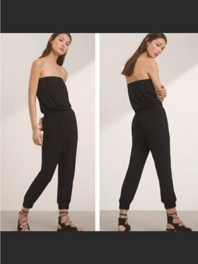 Aritzia Strapless Black Jumpsuit with Elastic Waistband